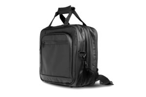 Angled view of a tarpaulin laptop weekend bag